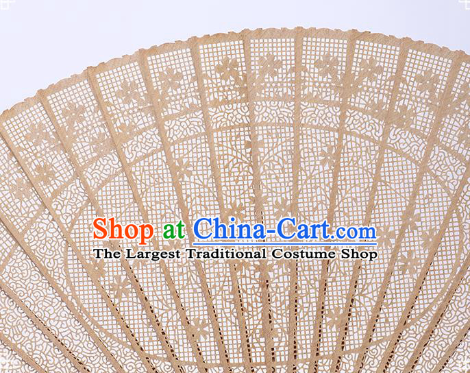 Chinese Classical Carving Folding Fan Hollow Sandalwood Accordion Handmade Ebony Fan Craft