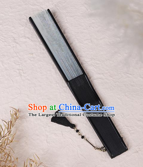 Chinese Traditional Flax Accordion Classical Folding Fan Handmade Bamboo Fan