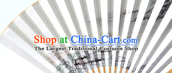 Chinese Classical Folding Fan Handmade Ink Painting Fan Traditional Bamboo Accordion