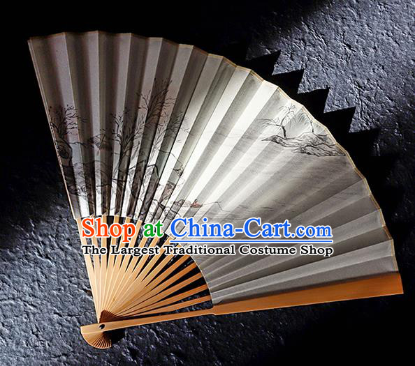 Chinese Classical Folding Fan Handmade Ink Painting Fan Traditional Bamboo Accordion