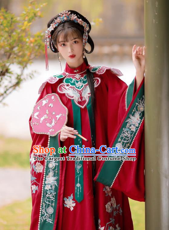 China Traditional Ming Dynasty Noble Lady Costumes Ancient Young Beauty Hanfu Clothing