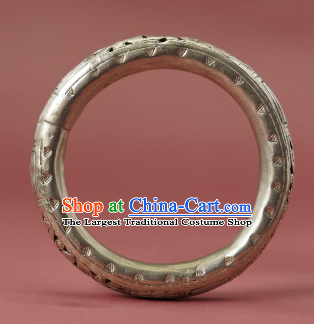 Chinese National Silver Carving Bracelet Traditional Wristlet Accessories