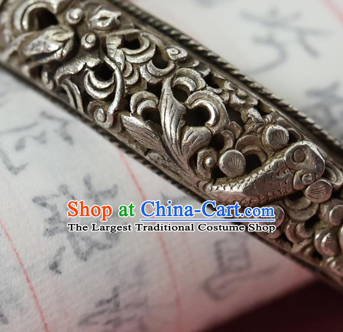Chinese Traditional Wristlet Accessories National Silver Carving Bat Bracelet