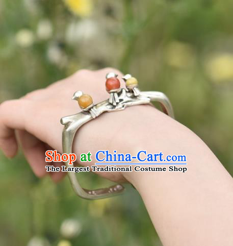 Chinese Traditional Silver Birds Wristlet Accessories National Cheongsam Bracelet