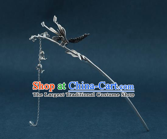 Chinese Traditional Hair Accessories National Silver Bird Tassel Hair Stick Handmade Cheongsam Hairpin