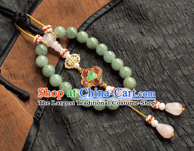 Chinese Traditional Qing Dynasty Court Lady Jewelry Accessories National Cheongsam Jadeite Beads Brooch