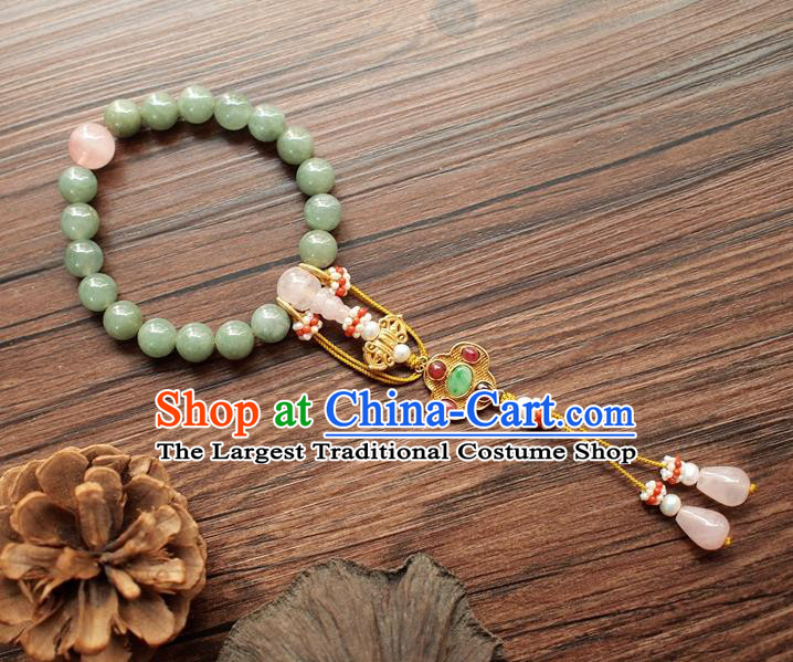 Chinese Traditional Qing Dynasty Court Lady Jewelry Accessories National Cheongsam Jadeite Beads Brooch