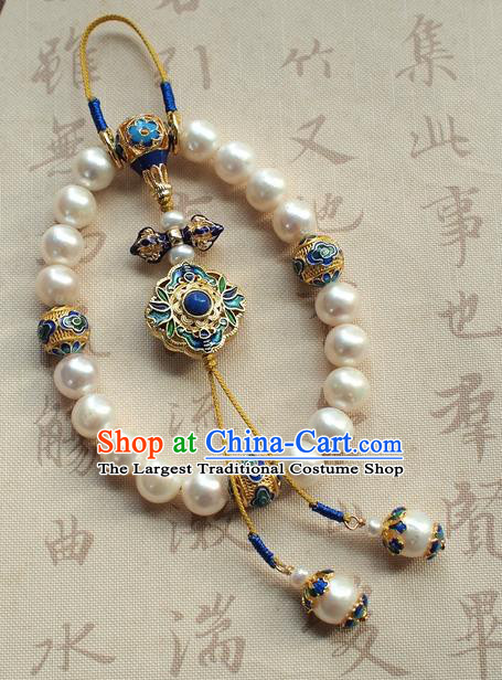 Chinese National Cheongsam Cloisonne Brooch Traditional Qing Dynasty Court Lady Pearls Jewelry Accessories