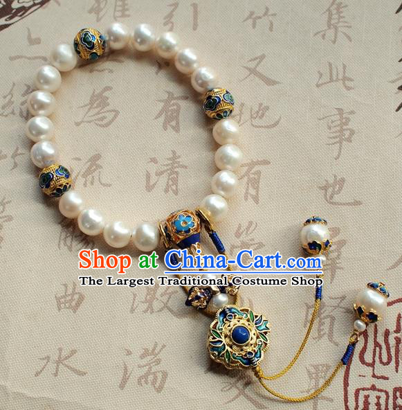 Chinese National Cheongsam Cloisonne Brooch Traditional Qing Dynasty Court Lady Pearls Jewelry Accessories