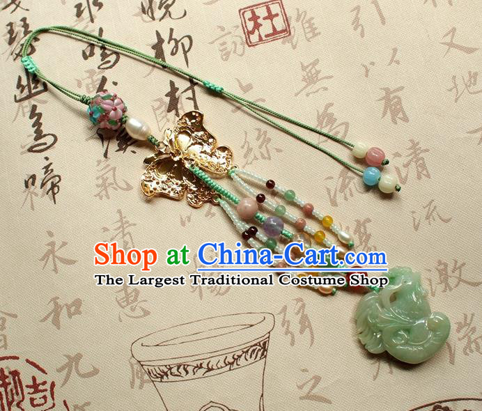 Chinese National Cheongsam Cloisonne Butterfly Brooch Traditional Jadeite Cock Pendant Accessories
