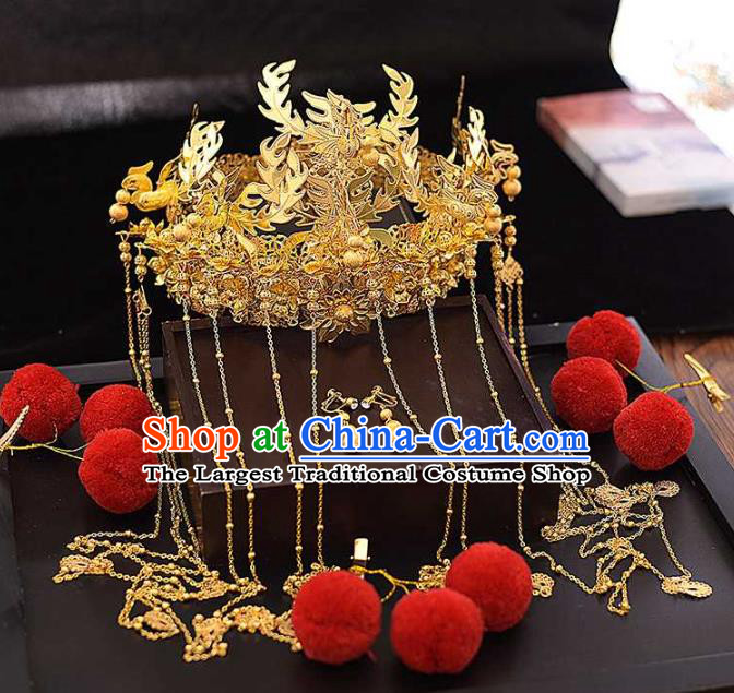 Chinese Movie Love Of Eternity Headdress Ancient Goddess Princess Tieshan Golden Tassel Phoenix Coronet