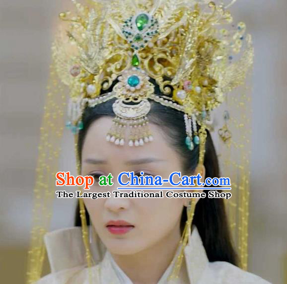 Chinese Drama Sansheng Sanshi Pillow Goddess Headwear Ancient Princess Zhihe Golden Hair Crown