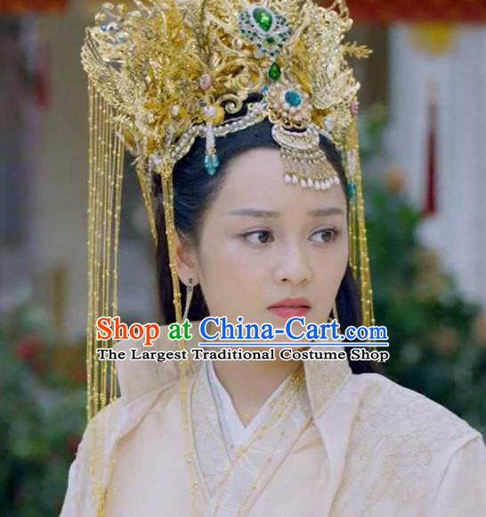 Chinese Drama Sansheng Sanshi Pillow Goddess Headwear Ancient Princess Zhihe Golden Hair Crown