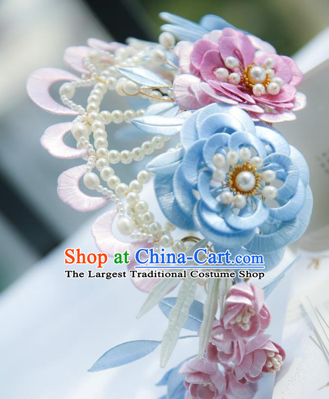 Chinese Traditional Song Dynasty Hair Accessories Ancient Princess Silk Peony Hair Crown