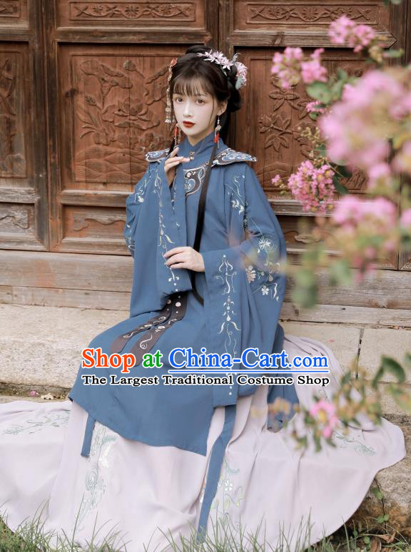 Traditional China Ming Dynasty Young Beauty Costumes Ancient Noble Lady Hanfu Dress Clothing