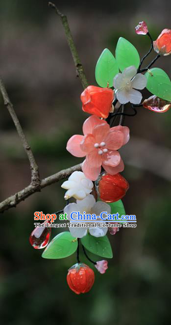 Chinese Traditional Song Dynasty Princess Hair Stick Ancient Palace Lady Peach Flowers Hairpin