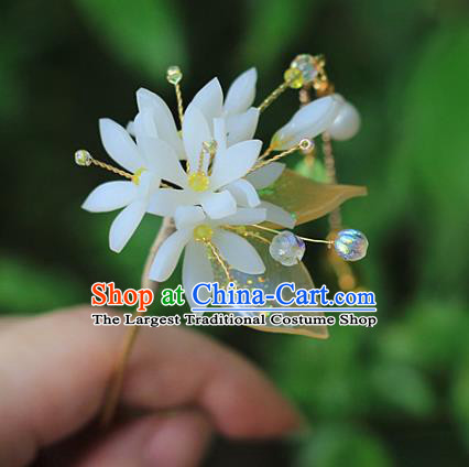 Chinese Traditional Ming Dynasty Flowers Hair Stick Ancient Young Lady Topaz Tassel Hairpin
