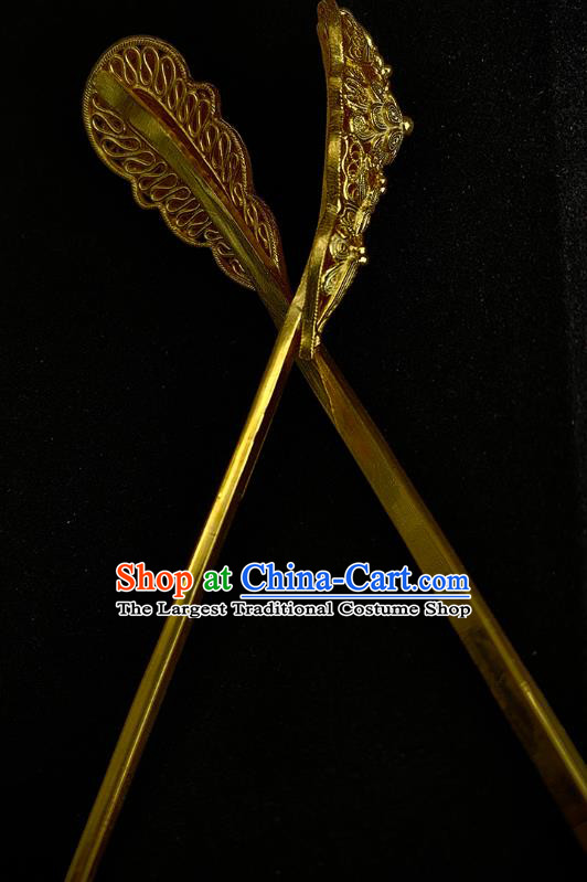 Chinese Ancient Imperial Concubine Hair Stick Traditional Ming Dynasty Empress Golden Hairpin