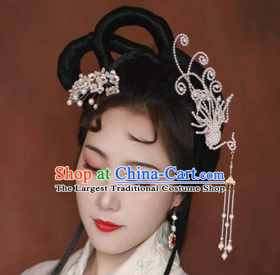 Chinese Traditional Ming Dynasty Princess Phoenix Tassel Hair Stick Ancient Noble Lady Hairpin