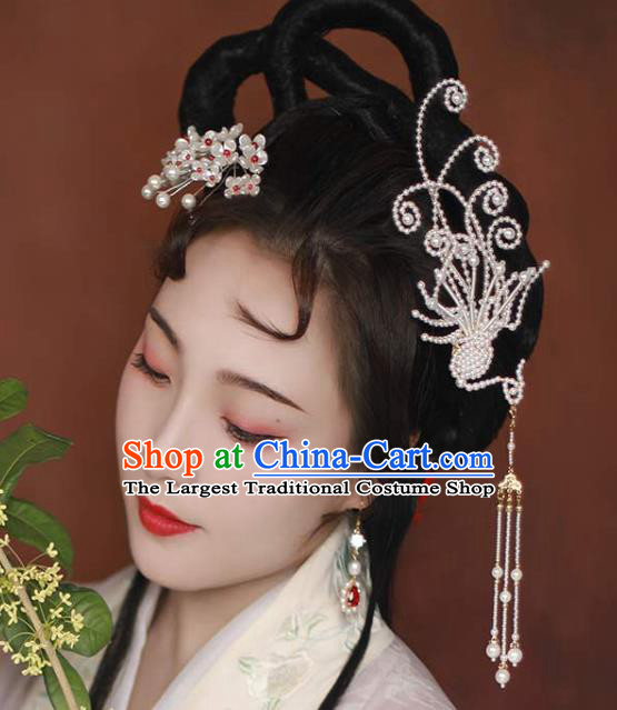 Chinese Traditional Ming Dynasty Princess Phoenix Tassel Hair Stick Ancient Noble Lady Hairpin