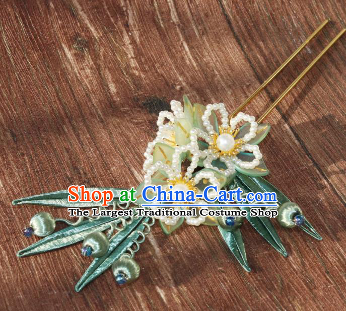 Chinese Ancient Princess Hair Stick Traditional Ming Dynasty Beads Peach Blossom Hairpin
