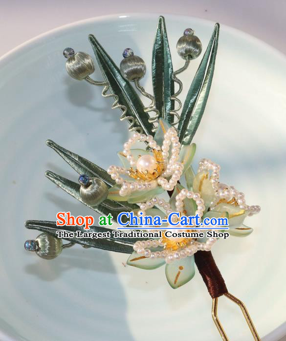 Chinese Ancient Princess Hair Stick Traditional Ming Dynasty Beads Peach Blossom Hairpin