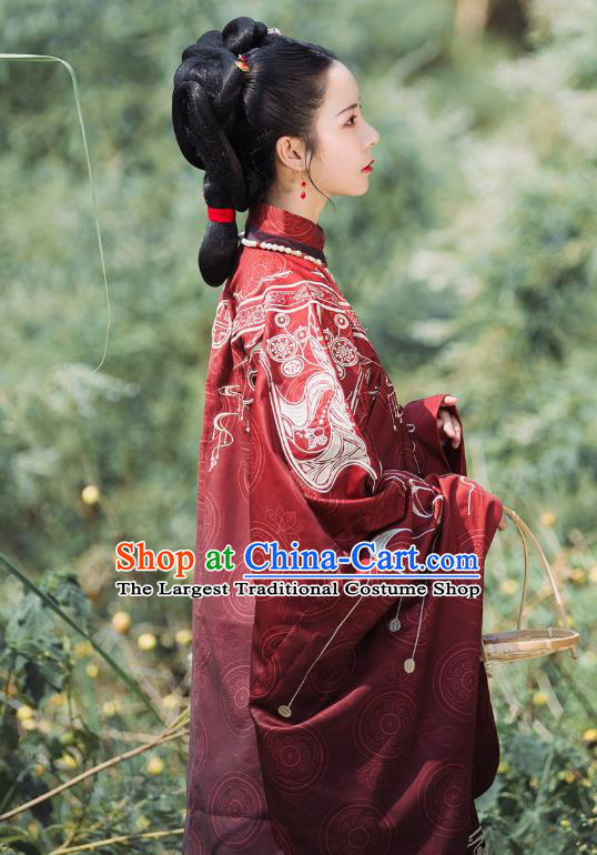 China Ancient Noble Countess Hanfu Costumes Traditional Ming Dynasty Imperial Concubine Clothing
