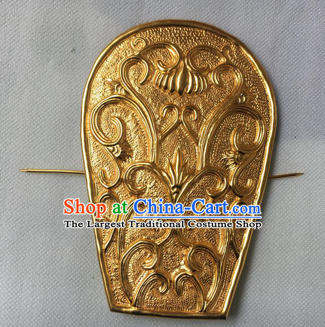 Chinese Ancient Emperor Golden Hairdo Crown Traditional Han Dynasty Prince Headwear