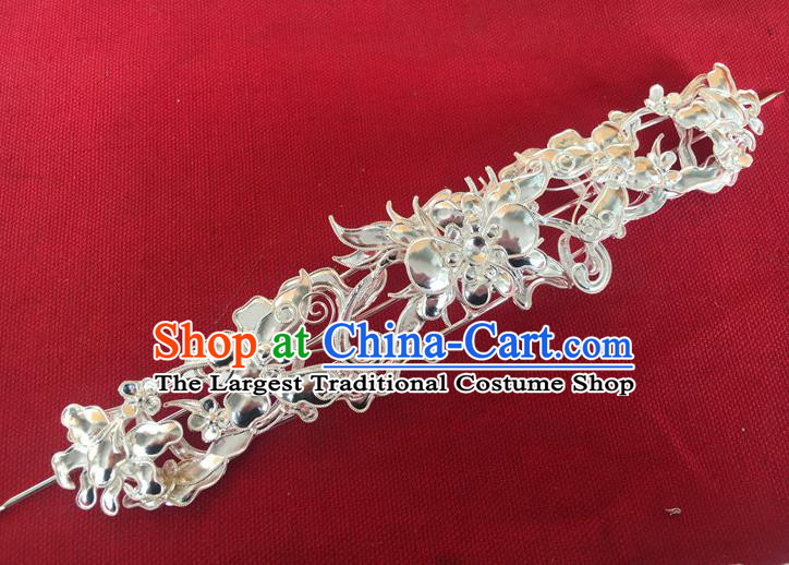 Chinese Ancient Fairy Argent Butterfly Hairpins Traditional Ming Dynasty Hanfu Hair Accessories