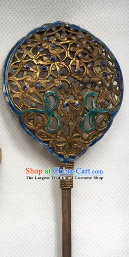 Chinese Ancient Court Woman Silver Hairpin Headwear Traditional Qing Dynasty Imperial Concubine Blueing Hair Stick