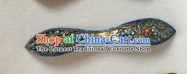 Chinese Ancient Court Empress Hairpin Headwear Traditional Qing Dynasty Cloisonne Plum Blossom Hair Stick
