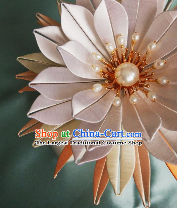 Chinese Traditional Song Dynasty Palace Hairpin Hair Accessories Ancient Princess White Silk Epiphyllum Hair Comb