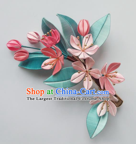 Chinese Traditional Pink Silk Begonia Hairpin Ancient Princess Hair Stick Song Dynasty Hair Accessories