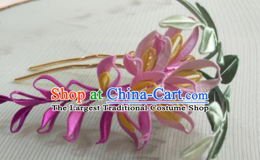 Chinese Song Dynasty Hair Accessories Ancient Princess Hair Clip Traditional Silk Wisteria Hairpin