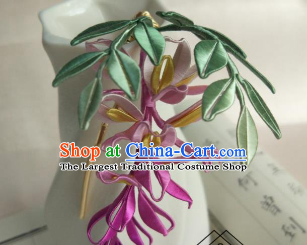 Chinese Song Dynasty Hair Accessories Ancient Princess Hair Clip Traditional Silk Wisteria Hairpin