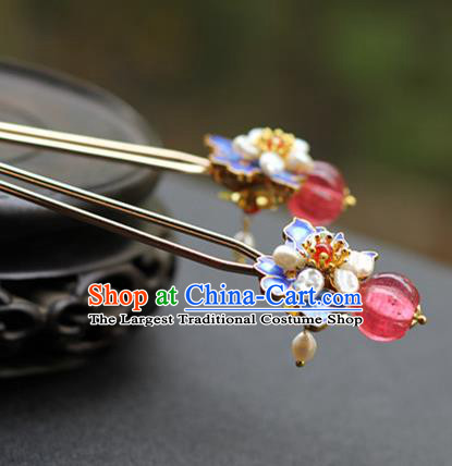 Chinese Traditional Ming Dynasty Queen Blueing Hair Stick Ancient Court Woman Hairpin