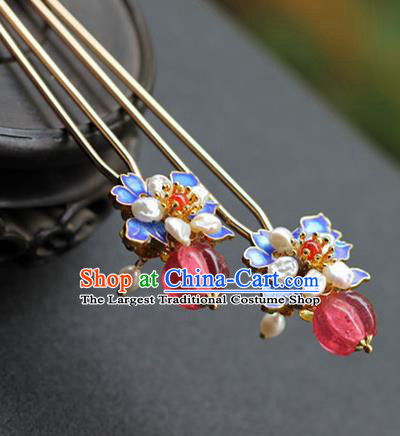 Chinese Traditional Ming Dynasty Queen Blueing Hair Stick Ancient Court Woman Hairpin