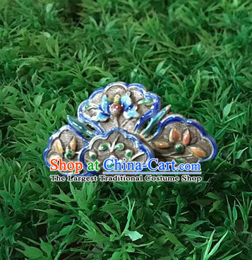 Chinese Ancient Imperial Consort Hair Crown Traditional Qing Dynasty Enamel Silver Hairpin