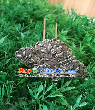 Chinese Ancient Palace Lady Silver Hair Crown Traditional Qing Dynasty Imperial Consort Hairpin