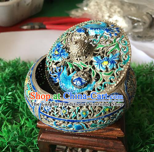 Handmade China National Silver Carving Craft Traditional Enamel Censer