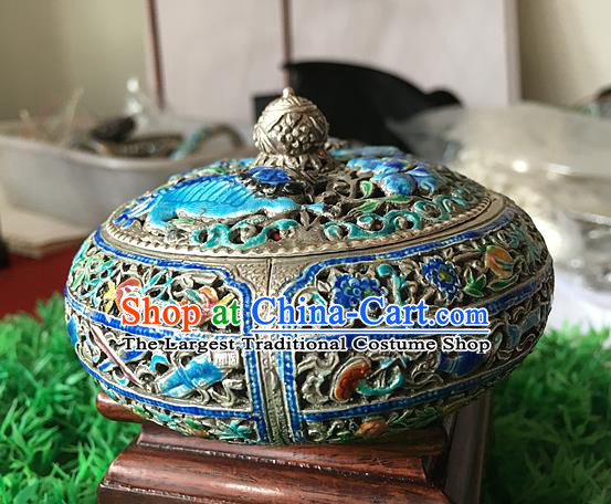 Handmade China National Silver Carving Craft Traditional Enamel Censer