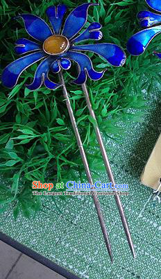 Chinese Ancient Imperial Consort Enamel Hair Stick Traditional Qing Dynasty Court Woman Ceregat Hairpin