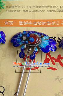 Chinese Ancient Court Woman Enamel Peony Hair Stick Traditional Qing Dynasty Ruby Hairpin