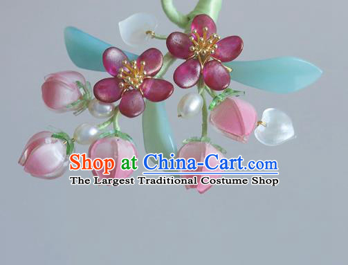 Chinese Traditional Hanfu Hair Accessories Hairpin Ancient Princess Peach Blossom Hair Stick