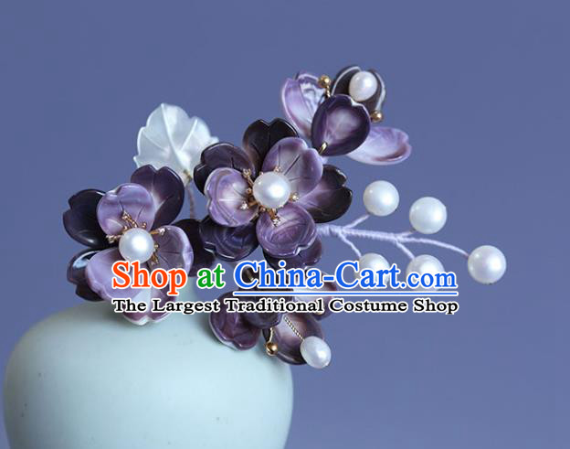 Chinese Ancient Princess Purple Flowers Hair Stick Traditional Hanfu Hair Accessories Hairpin