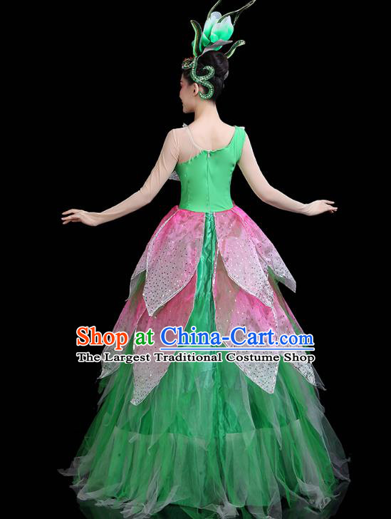 China Flower Fairy Dance Costume Spring Festival Gala Opening Dance Green Dress Modern Dance Clothing