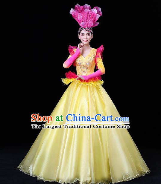 China Spring Festival Gala Opening Dance Yellow Dress Modern Dance Flower Dance Clothing