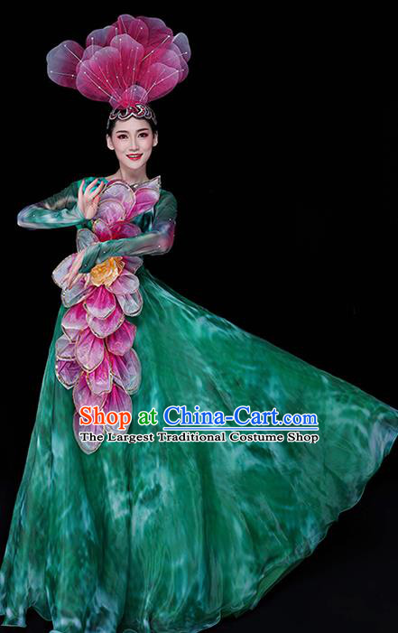 China Modern Dance Group Dance Clothing Spring Festival Gala Opening Dance Green Dress