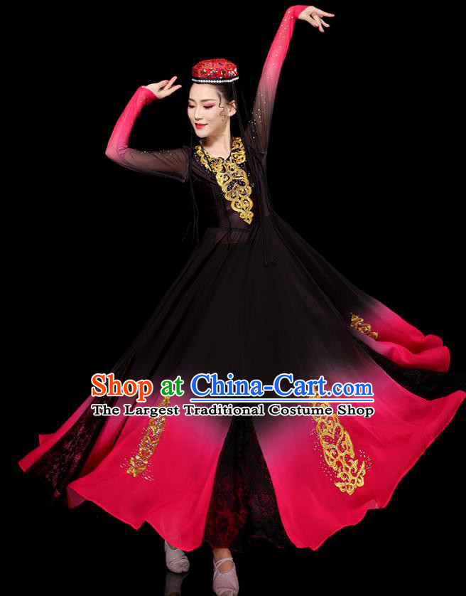 Chinese Uygur Ethnic Stage Performance Dress Traditional Xinjiang Nationality Minority Folk Dance Costumes