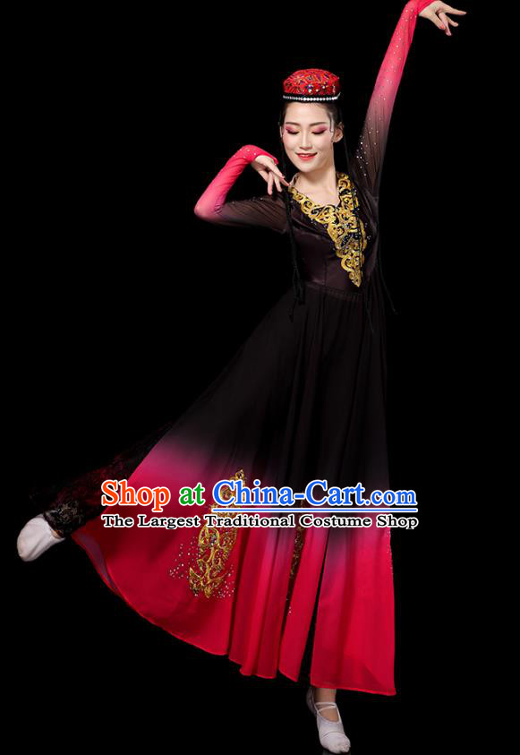 Chinese Uygur Ethnic Stage Performance Dress Traditional Xinjiang Nationality Minority Folk Dance Costumes